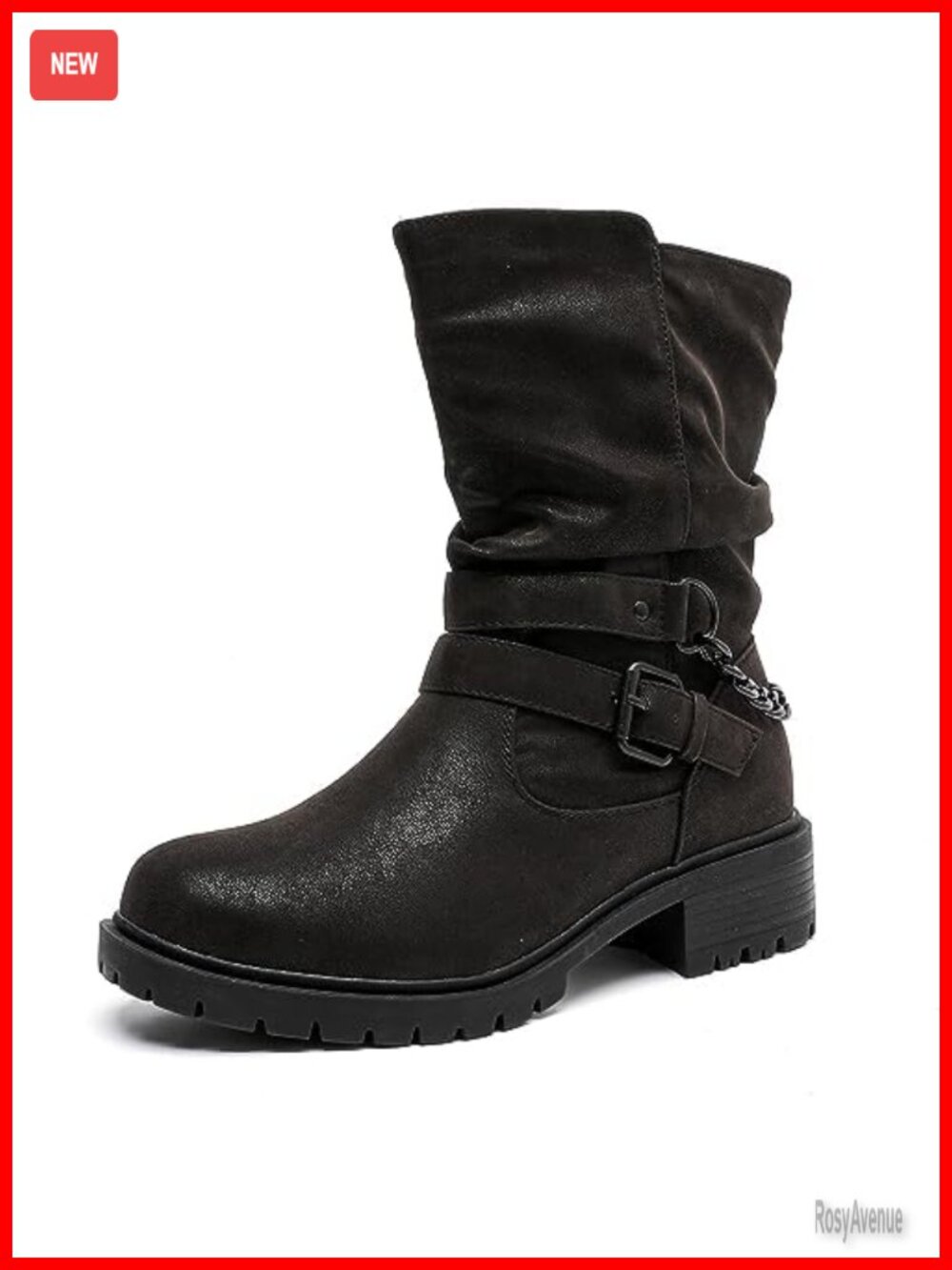 Luoika Women's Extra Wide Width Ankle Boots Faux Leather Memory Foam Block Heel